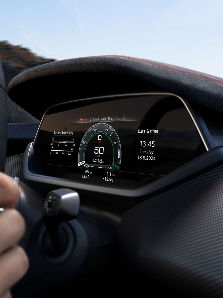 Foto del interior de un Audi RS e-tron GT. 